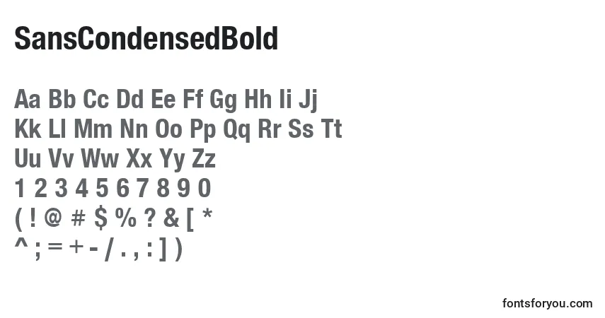 Czcionka SansCondensedBold – alfabet, cyfry, specjalne znaki