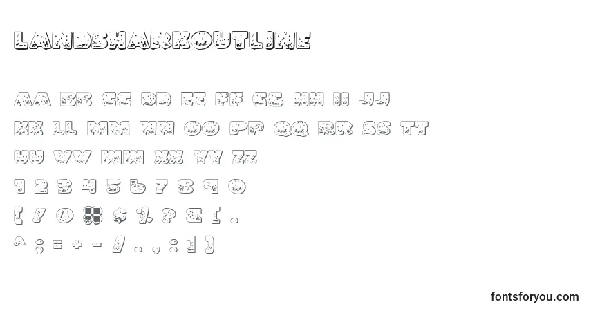 A fonte LandSharkOutline – alfabeto, números, caracteres especiais