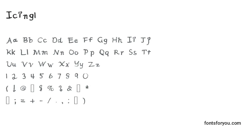 A fonte Icing1 – alfabeto, números, caracteres especiais
