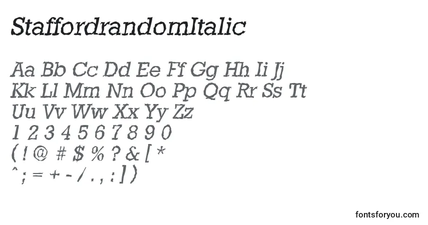 Schriftart StaffordrandomItalic – Alphabet, Zahlen, spezielle Symbole