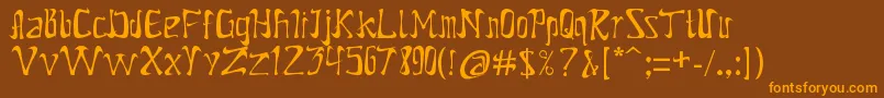 Nike90-Schriftart – Orangefarbene Schriften auf braunem Hintergrund
