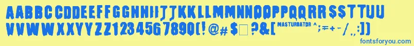 Masturbator Font – Blue Fonts on Yellow Background