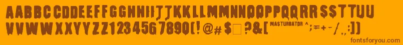 Masturbator-Schriftart – Braune Schriften auf orangefarbenem Hintergrund