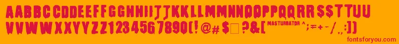 Masturbator-Schriftart – Rote Schriften auf orangefarbenem Hintergrund