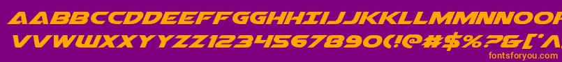 Airstrikeexpand-Schriftart – Orangefarbene Schriften auf violettem Hintergrund