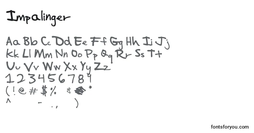 Czcionka Impalinger – alfabet, cyfry, specjalne znaki
