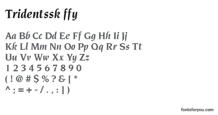 A fonte Tridentssk ffy – alfabeto, números, caracteres especiais