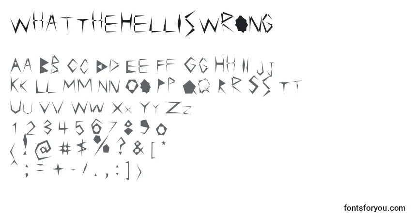 Czcionka WhatTheHellIsWrong – alfabet, cyfry, specjalne znaki
