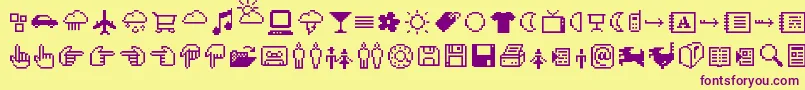 Шрифт CdIcons – фиолетовые шрифты на жёлтом фоне