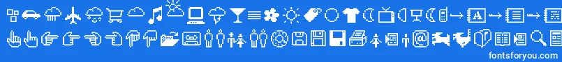 CdIcons-fontti – valkoiset fontit sinisellä taustalla