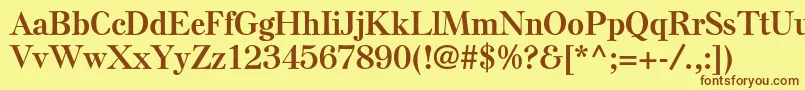 フォントElsenplstdBold – 茶色の文字が黄色の背景にあります。