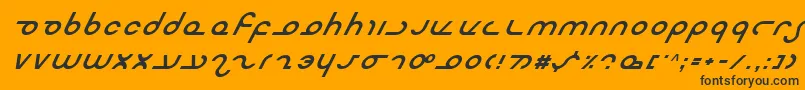 Czcionka MasterdomItalic – czarne czcionki na pomarańczowym tle