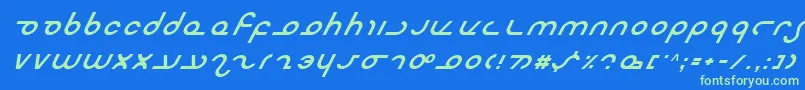 フォントMasterdomItalic – 青い背景に緑のフォント