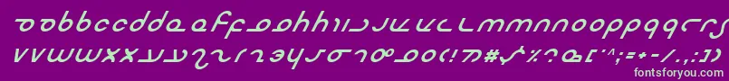 Czcionka MasterdomItalic – zielone czcionki na fioletowym tle