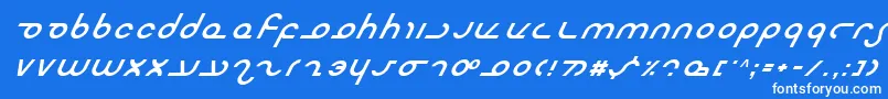 Czcionka MasterdomItalic – białe czcionki na niebieskim tle