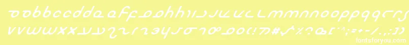 フォントMasterdomItalic – 黄色い背景に白い文字