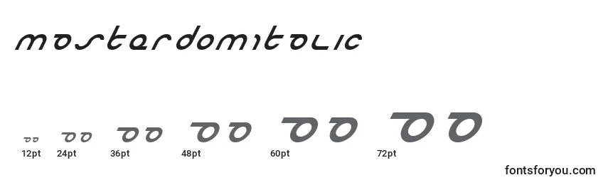 Размеры шрифта MasterdomItalic