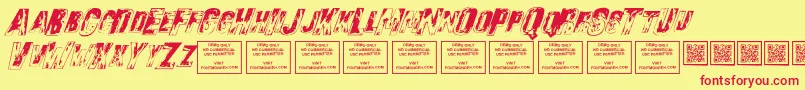 フォントSonsofnoahItalic – 赤い文字の黄色い背景