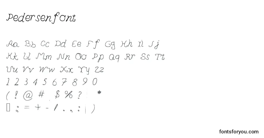 Czcionka Pedersenfont – alfabet, cyfry, specjalne znaki