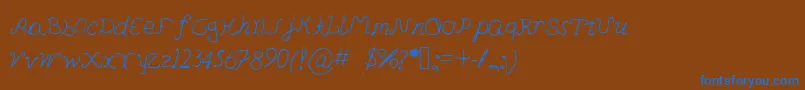 フォントPedersenfont – 茶色の背景に青い文字