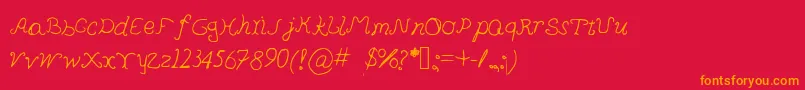 フォントPedersenfont – 赤い背景にオレンジの文字