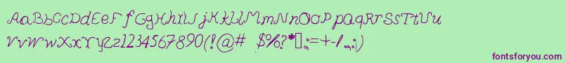 Pedersenfont-Schriftart – Violette Schriften auf grünem Hintergrund