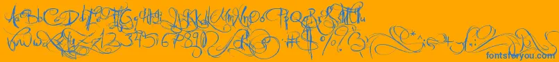 フォントJellykaCastleSQueen – オレンジの背景に青い文字