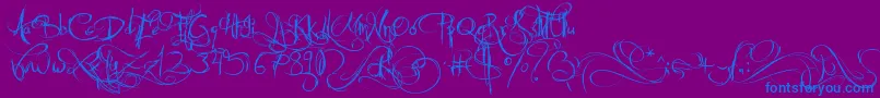 JellykaCastleSQueen-fontti – siniset fontit violetilla taustalla