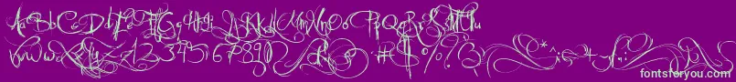 JellykaCastleSQueen-fontti – vihreät fontit violetilla taustalla