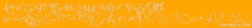 JellykaCastleSQueen-Schriftart – Rosa Schriften auf orangefarbenem Hintergrund