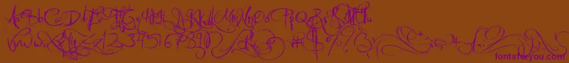 Czcionka JellykaCastleSQueen – fioletowe czcionki na brązowym tle