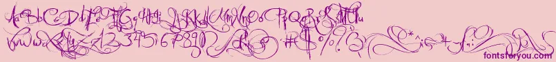 Weitere Informationen zur JellykaCastleSQueen-Schriftart JellykaCastleSQueen-Schriftart – Violette Schriften auf rosa Hintergrund