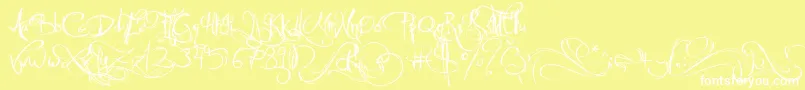 Шрифт JellykaCastleSQueen – белые шрифты на жёлтом фоне