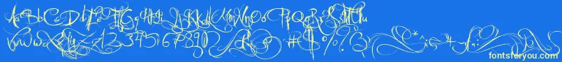 JellykaCastleSQueen Font – Yellow Fonts on Blue Background