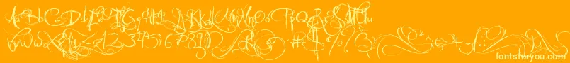 JellykaCastleSQueen-Schriftart – Gelbe Schriften auf orangefarbenem Hintergrund
