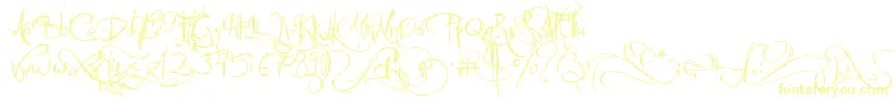 Шрифт JellykaCastleSQueen – жёлтые шрифты на белом фоне