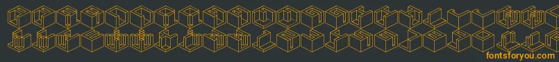 フォントQbicle3Brk – 黒い背景にオレンジの文字