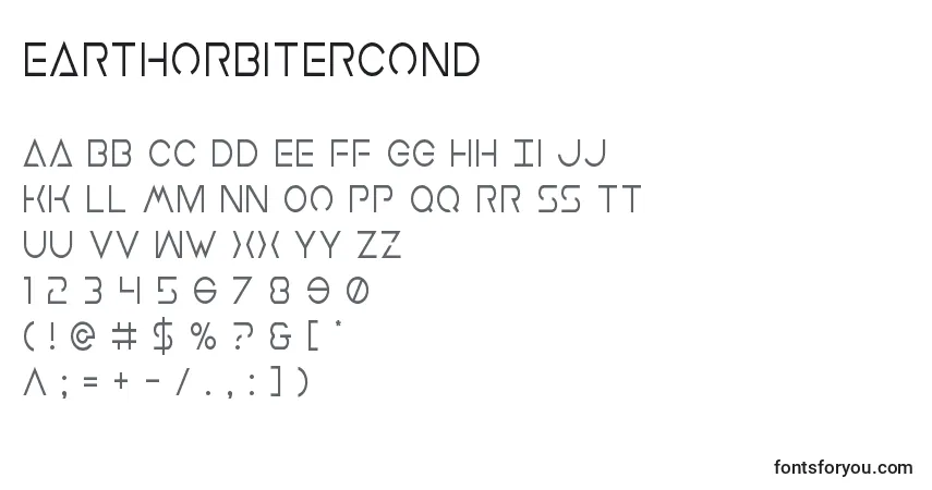 A fonte Earthorbitercond – alfabeto, números, caracteres especiais