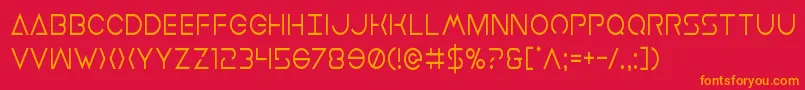 フォントEarthorbitercond – 赤い背景にオレンジの文字