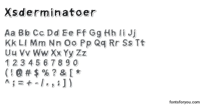 Czcionka Xsderminatoer – alfabet, cyfry, specjalne znaki