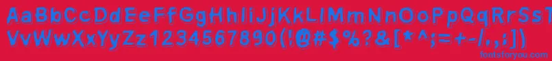 フォントXsderminatoer – 赤い背景に青い文字