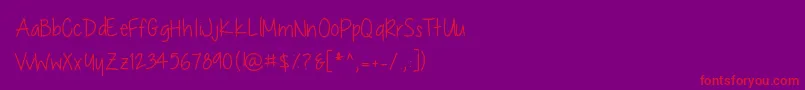 フォントChocolateCoveredRaindrops – 紫の背景に赤い文字