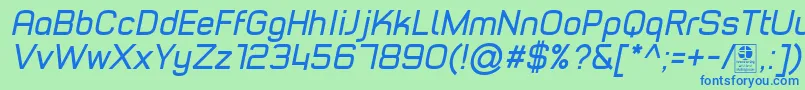 Fonte TypoStyleItalicDemo – fontes azuis em um fundo verde