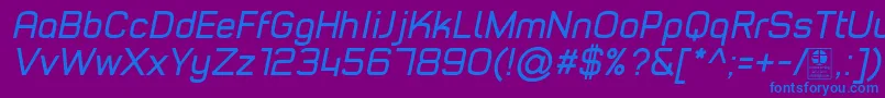 Weitere Informationen zur TypoStyleItalicDemo-Schriftart TypoStyleItalicDemo-Schriftart – Blaue Schriften auf violettem Hintergrund