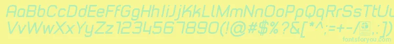 Czcionka TypoStyleItalicDemo – zielone czcionki na żółtym tle