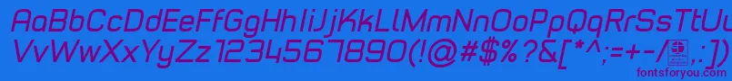 TypoStyleItalicDemo-Schriftart – Violette Schriften auf blauem Hintergrund