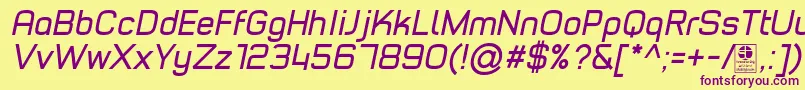 TypoStyleItalicDemo-fontti – violetit fontit keltaisella taustalla