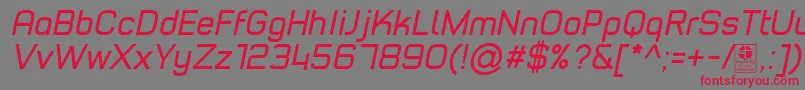 TypoStyleItalicDemo-fontti – punaiset fontit harmaalla taustalla