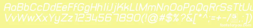 Czcionka TypoStyleItalicDemo – białe czcionki na żółtym tle