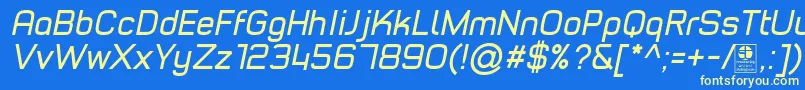 TypoStyleItalicDemo Font – Yellow Fonts on Blue Background